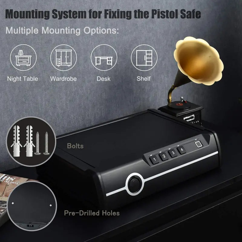 DOJ-Approved Compact Pistol Safe for Two Handguns