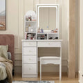 LED-Lit Makeup Vanity Desk Set – Includes Mirror, Adjustable Lighting, and Matching Stool