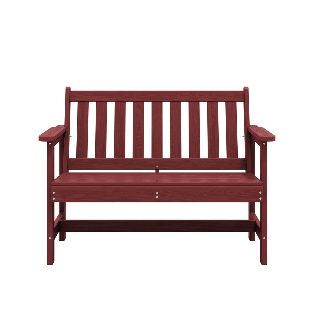SERWALL Outdoor Bench for 2 - Person, Weather - Resistant HDPE with Aluminum Reinforcement, Supports 660 lb, Comfortable Seating for Patio, Garden, and Porch, Black
