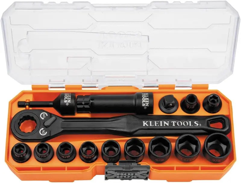 Klein Tools KNECT Impact Socket Set – Pass-Through SAE and Metric Sockets for Tight Spaces