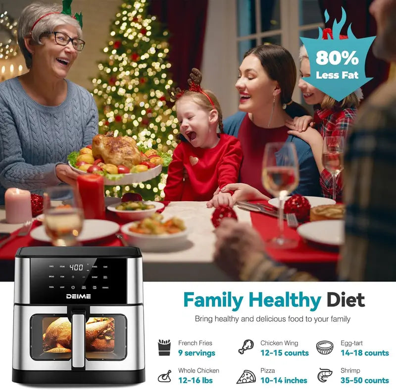 DEIME 10.2QT High-Capacity Oil-Free Air Fryer Oven – 1700W Large Convection Cooking System