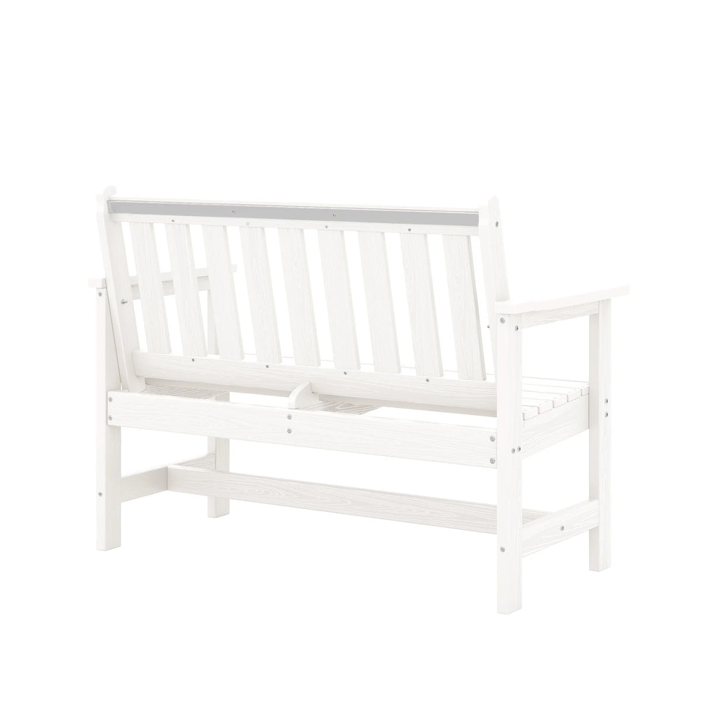 SERWALL Outdoor Bench for 2 - Person, Weather - Resistant HDPE with Aluminum Reinforcement, Supports 660 lb, Comfortable Seating for Patio, Garden, and Porch, Black