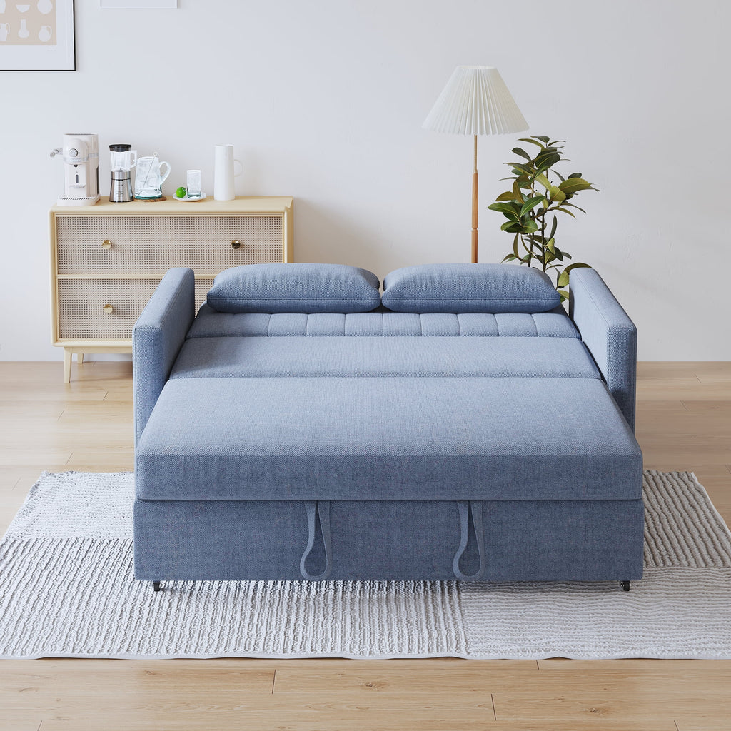 Noodeniya 54" Twins Pull Out Sofa Bed, Modern Convertible Sleeper Couch, Fabric Loveseat for Small Place, Light Gray