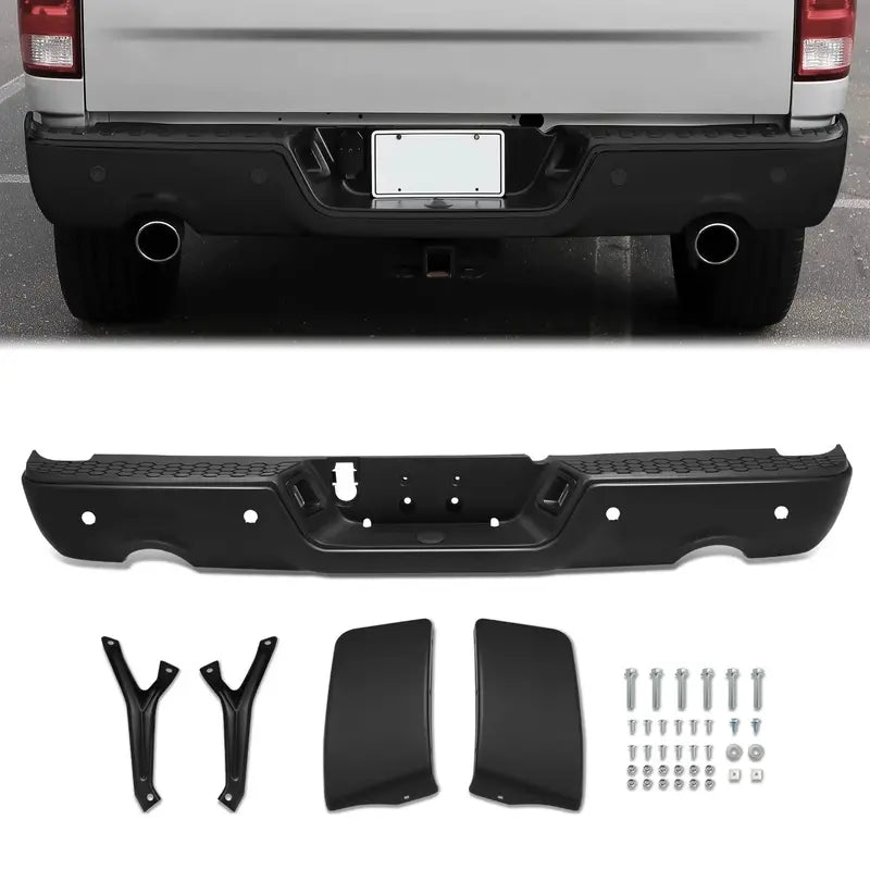 Dodge Ram 1500 Modular Rear Step Bumper – Dual Exhaust Cutouts & Parking Sensor Holes (2009–2019)