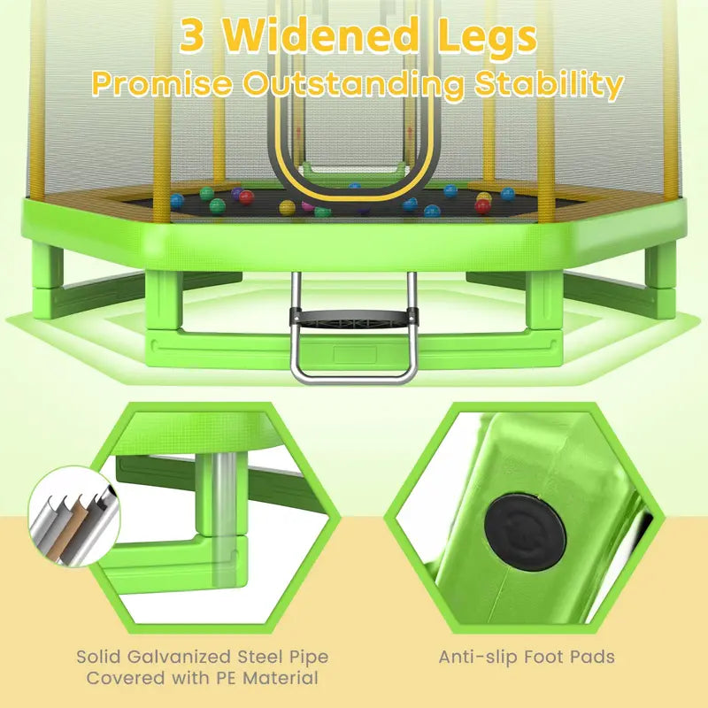 Kids' Trampoline with Integrated Slide, 7-Foot ASTM-Certified Backyard Play Set