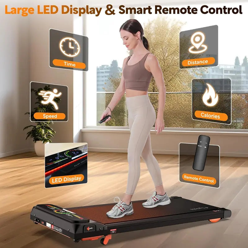 Lysole Walking Pad Treadmill – Compact Under-Desk Exercise Machine with Remote & Large LED Display