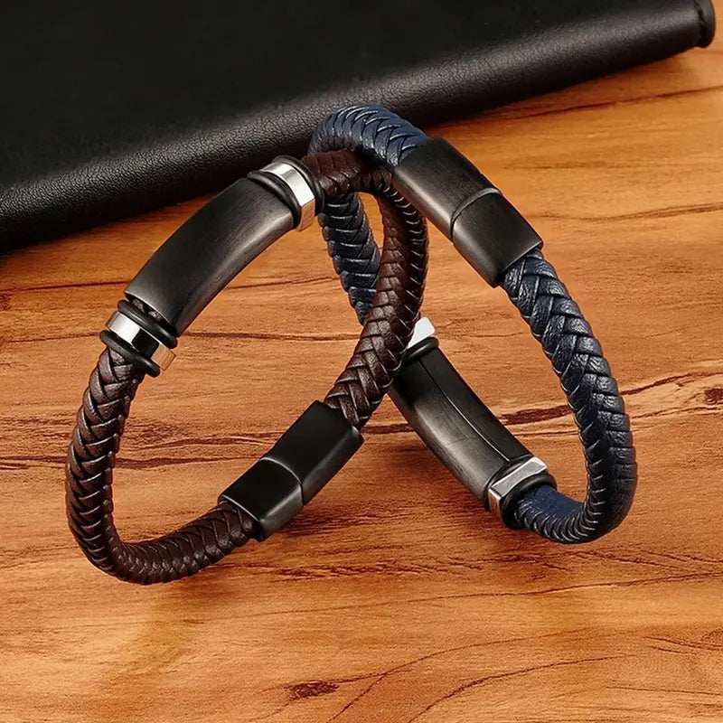Contemporary Men's Leather Wrap Bracelet