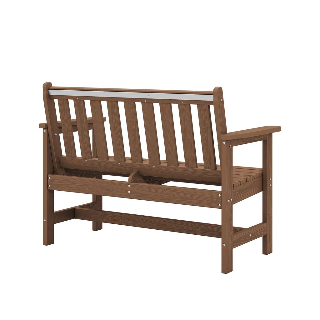 SERWALL Outdoor Bench for 2 - Person, Weather - Resistant HDPE with Aluminum Reinforcement, Supports 660 lb, Comfortable Seating for Patio, Garden, and Porch, Black