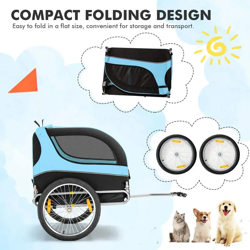 Pet Bike Trailer – 40kg Capacity, Secure Enclosure for Small to Medium Dogs