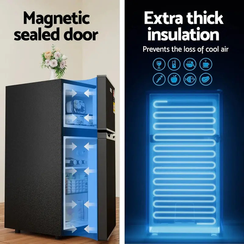 Devanti 80L Bar Fridge – Compact Black Mini Refrigerator & Freezer Combo