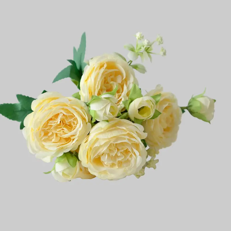 Korean-Style Handheld Peony Bouquet – Five-Spray Silk Floral Arrangement (31 cm)