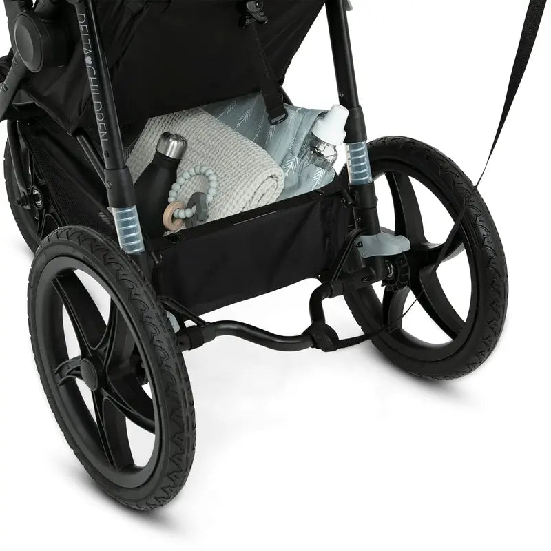 Delta Children Apollo Jogging Stroller – Shock-Absorbing Frame, Spacious Canopy, Recline Function