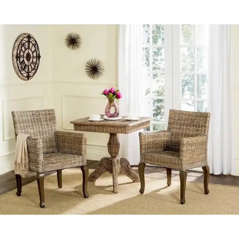Safavieh Alearda Natural Dining Chairs – Set of 2 Modern Wooden Side Chairs (23″W x 24.4″D x 34″H)