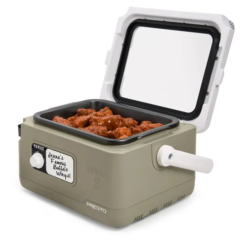 Presto 8-Quart Nomad Slow Cooker – Portable Tan-Colored Travel Crock-Pot with Removable Stoneware Insert