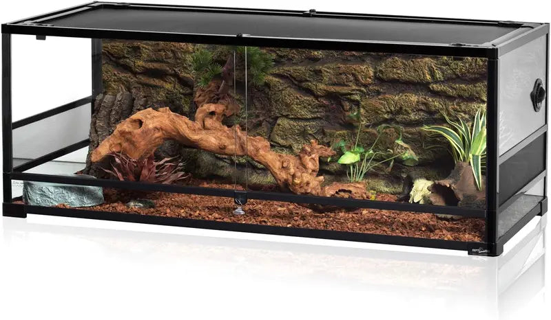 REPTI ZOO 67-Gallon Sliding-Glass Reptile Terrarium – 48″ x 18″ x 18″