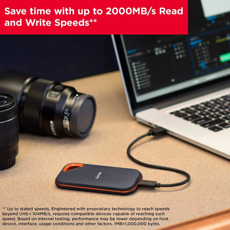 SanDisk Extreme PRO Portable SSD – 1TB, Up to 2000MB/s Transfer Speed, Rugged Design