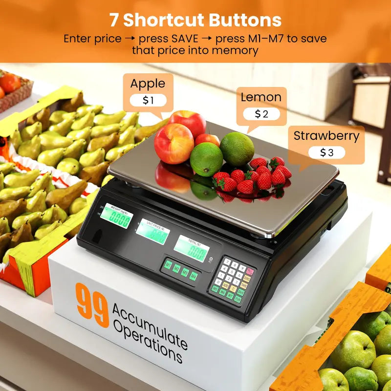 Digital Counting Scale with Pricing Function – 88 lb / 40 kg Capacity & Dual-Screen Readout