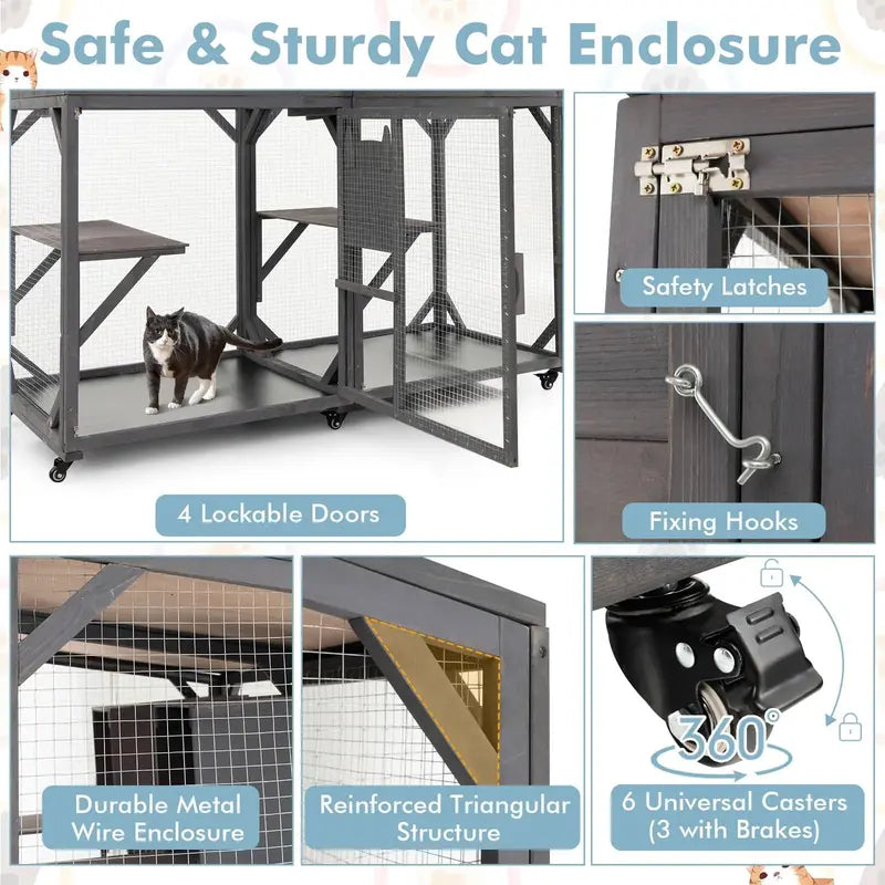 Large Outdoor Cat Enclosure (Catio) – Secure, Weather-Resistant Play Space for Indoor-Outdoor Feline Freedom