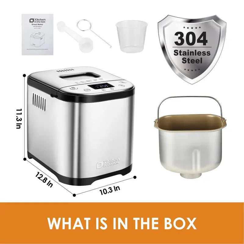 Kitchen in the Box 15-in-1 Bread Maker – Programmable Loaf Sizes & Crust Settings