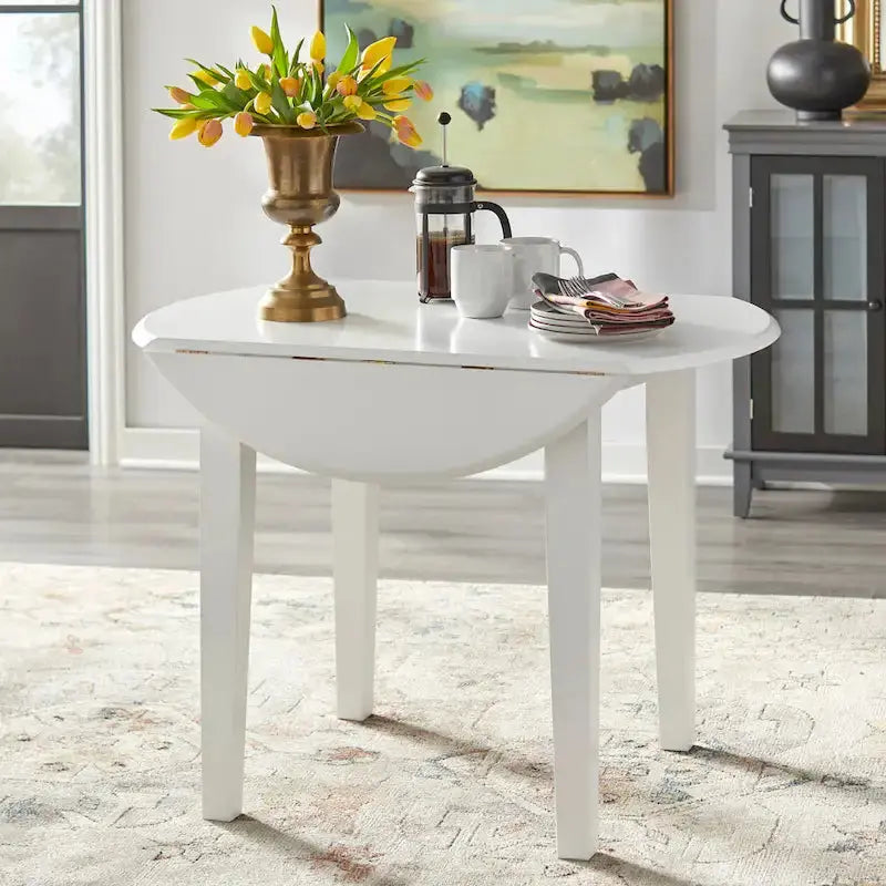 Simple Living Rollo Drop-Leaf Dining Set – Solid Wood 3-Piece Expandable Table and Chairs