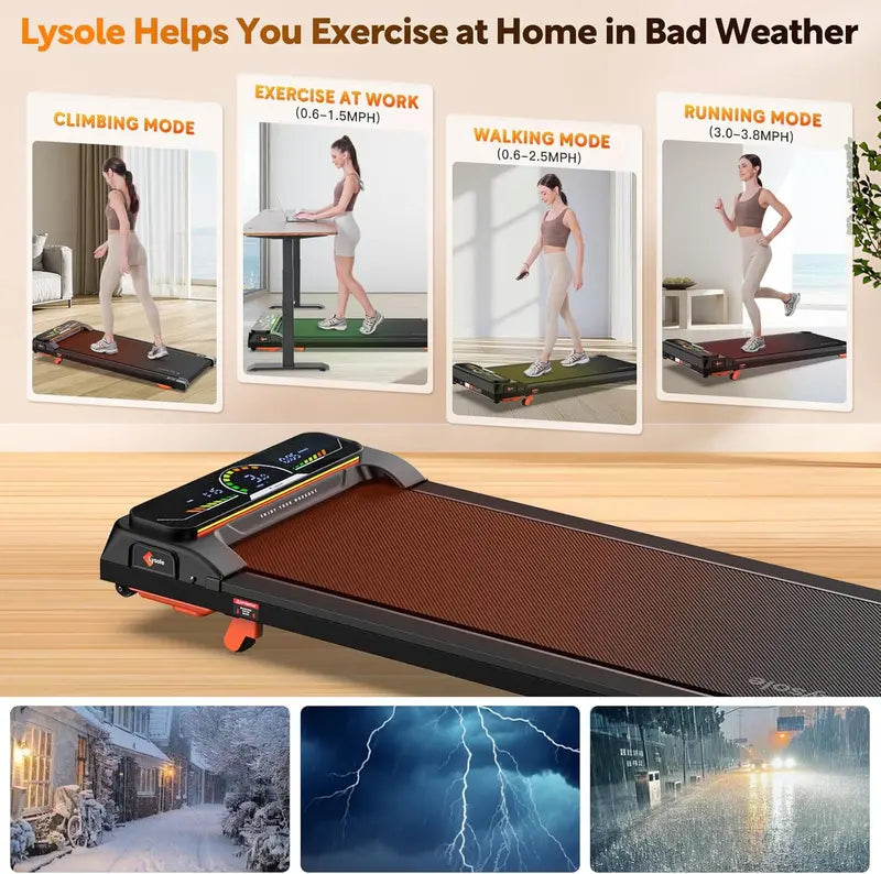 Lysole Walking Pad Treadmill – Compact Under-Desk Exercise Machine with Remote & Large LED Display