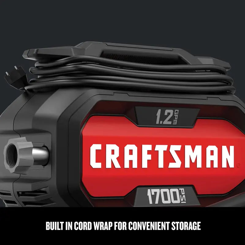 CRAFTSMAN 1700-PSI Electric Pressure Washer, 1.2 GPM, 13 Amp Motor, Soap Applicator, 20 ft. Hose, 35 ft. Cord