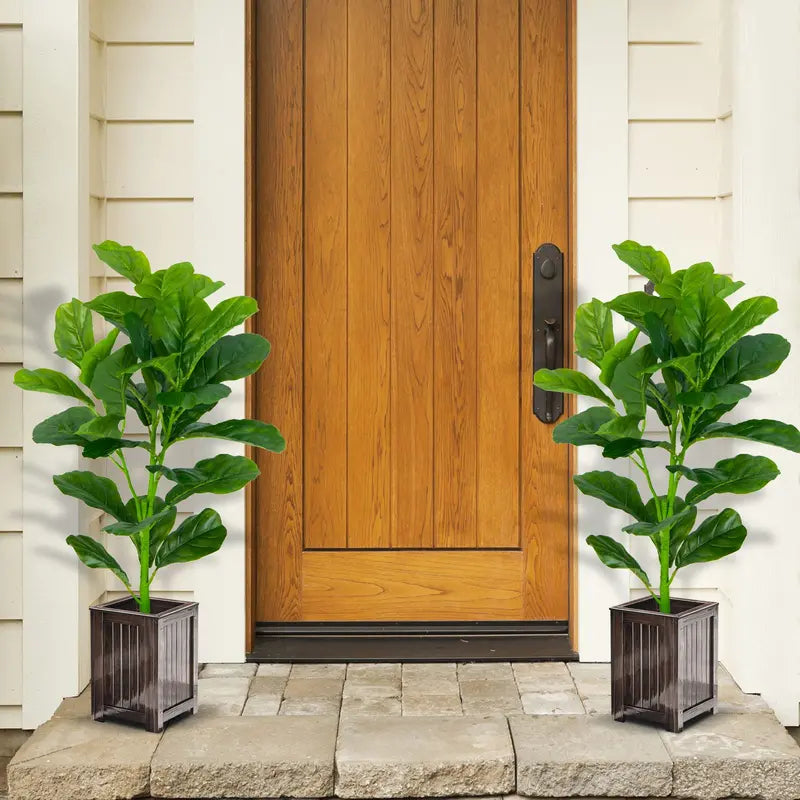 Realistic Fake Fiddle Leaf Fig Tree – Indoor Potted Plant Alternative