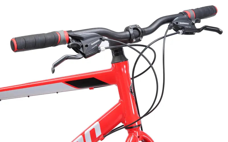 Schwinn Kempo Hybrid Road Bike – 700c Wheels, 21-Speed Shimano Drivetrain, Men's Red Frame