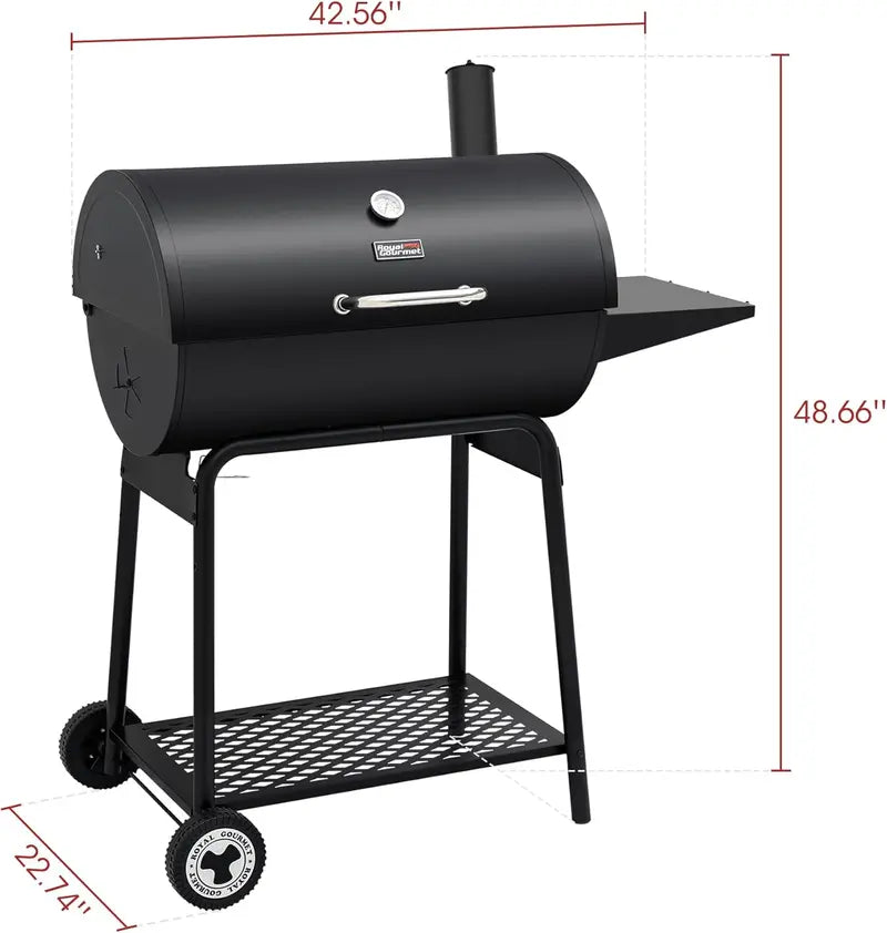 Royal Gourmet CC1830 30-Inch Barrel Charcoal Grill with Side Table – 627 Sq. In. Outdoor BBQ for Backyard Entertaining and Patio Use