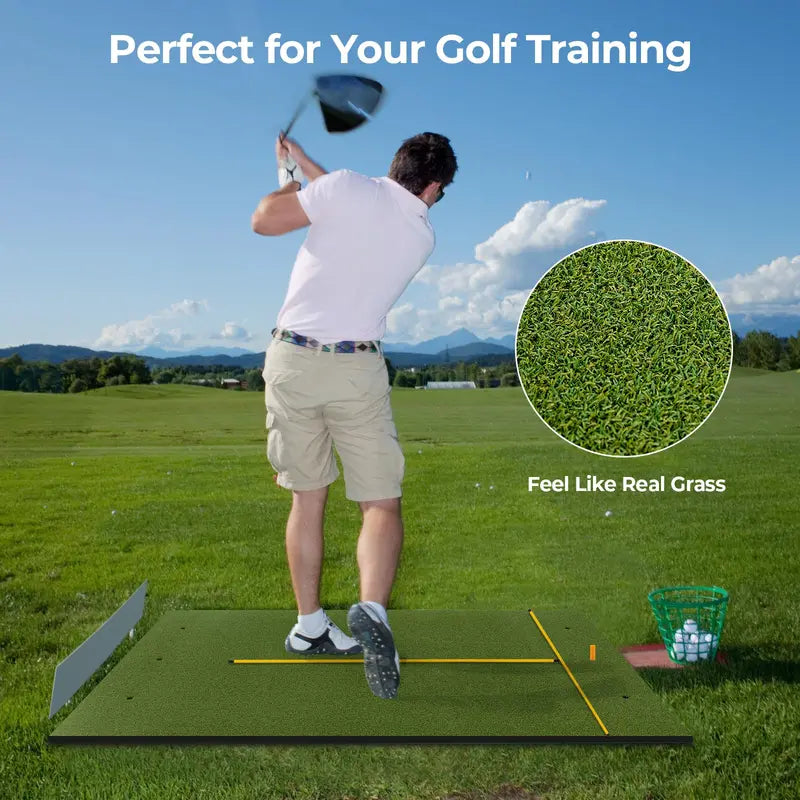 Professional Golf Hitting Mat – 5x3ft or 5x4ft, 20–32mm Thick with Alignment Tools