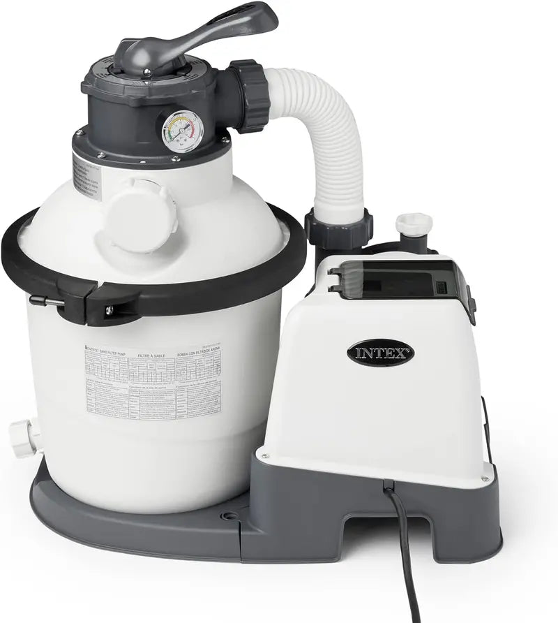 Intex Krystal Clear 16″ Sand Filter Pump (3,000 GPH) for Above-Ground Pools – Automatic Timer, GFCI Protection & 6-Function Control