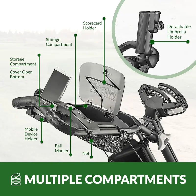 Lightweight 3-Wheel Folding Golf Push Cart – Collapsible Design with Foot Brake & Quick-Release Mechanism