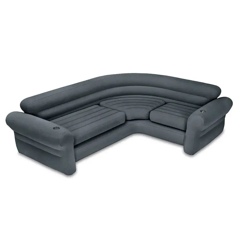 Intex Inflatable L-Shaped Corner Sofa – Gray 2-Pack with Cup Holders