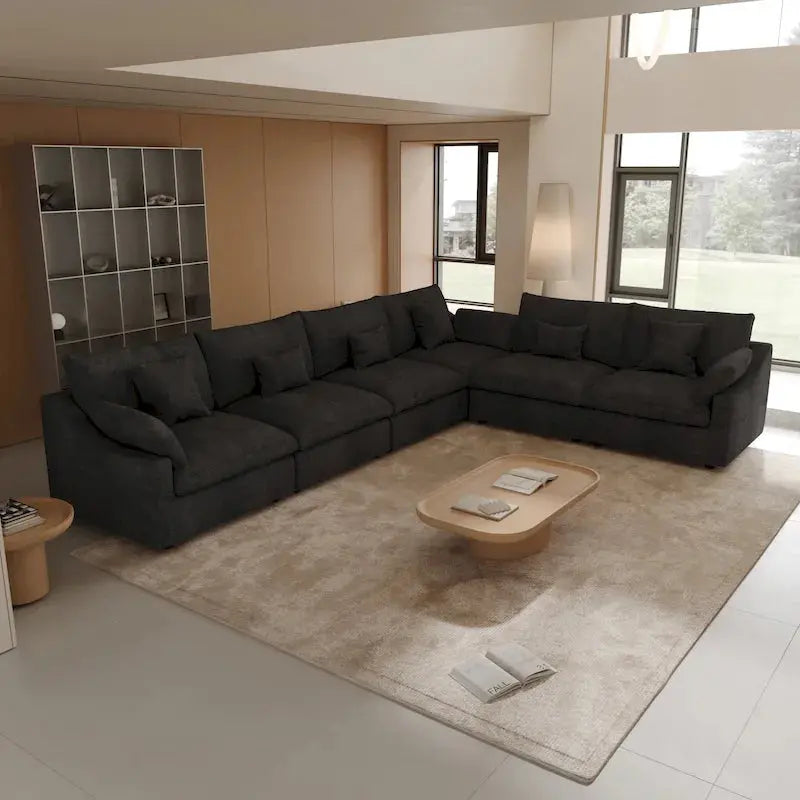 Large Linen Corner Sectional Sofa – Modular Living Room Couch Set