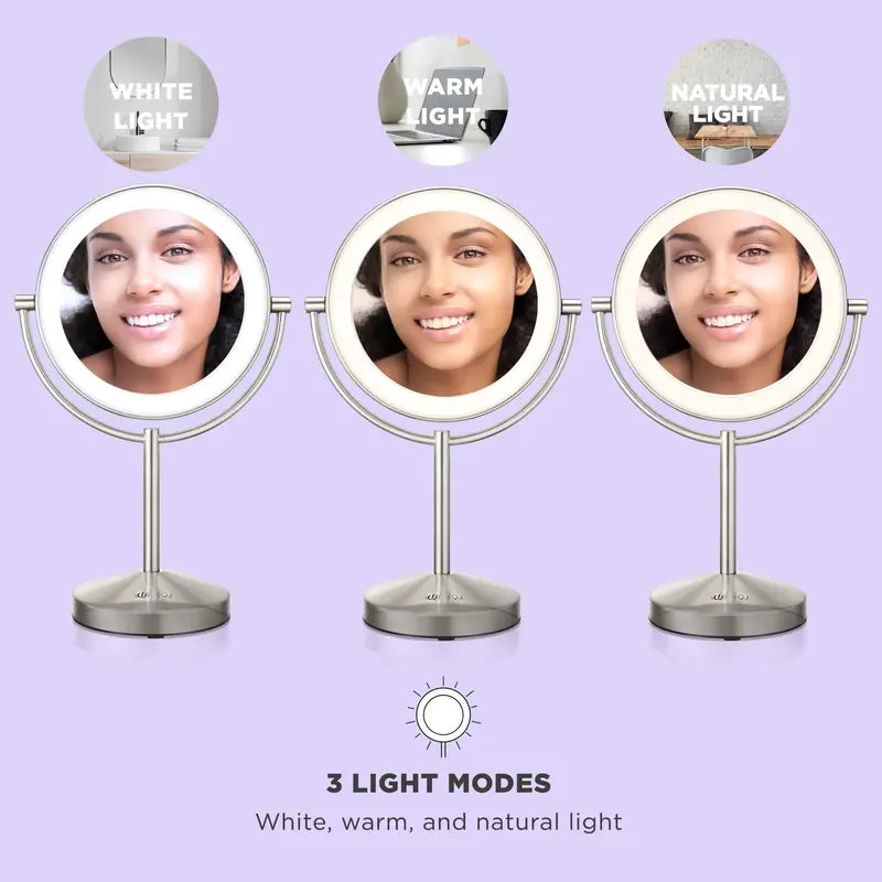 Conair Lighted Vanity Mirror – Dual-Sided (1X & 10X) Magnifying Makeup Mirror