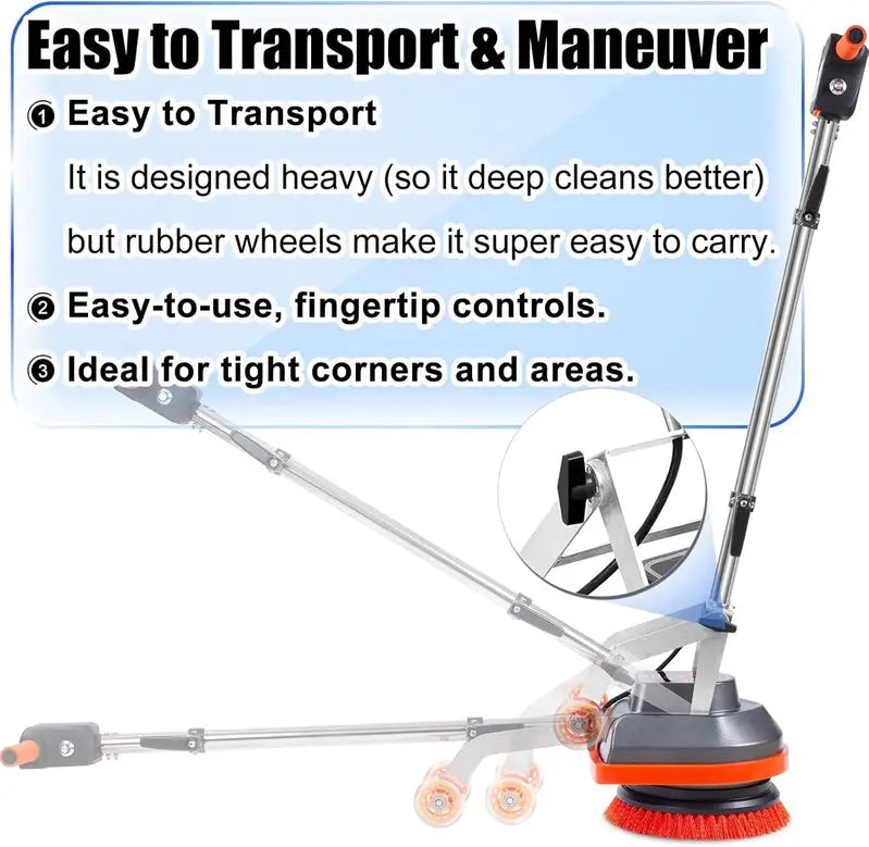 Commercial-Grade Floor Scrubber & Polisher – Heavy-Duty Tile and Grout Cleaner with Brush/Pad System