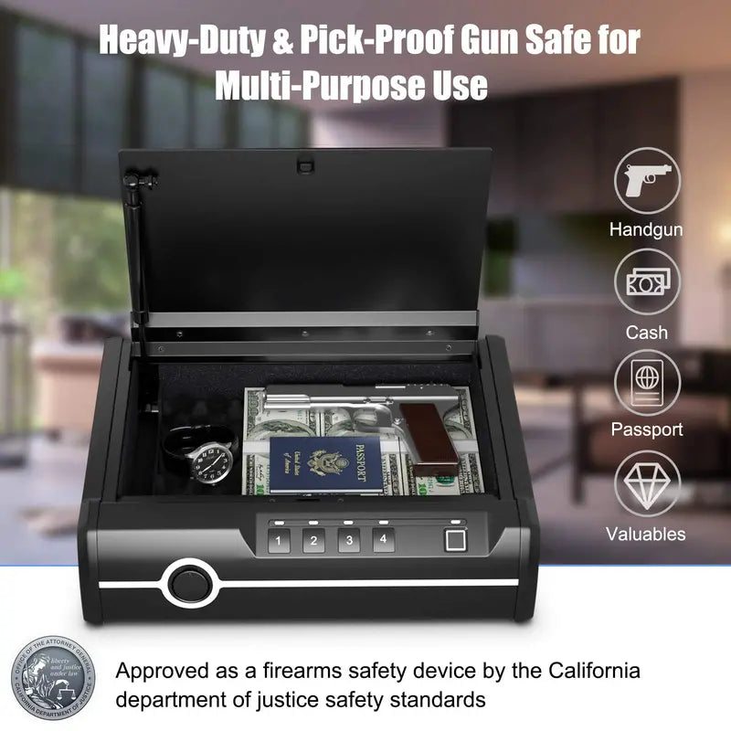 DOJ-Approved Compact Pistol Safe for Two Handguns