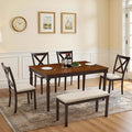 Rustic Farmhouse 6-Piece Solid Wood Dining Set with Matching Chairs