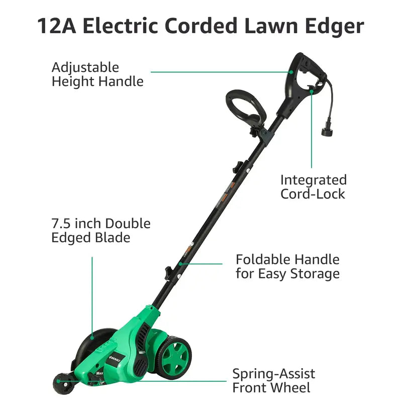 Denali 12-Amp Dual-Blade Electric Lawn Edger – 7.5″ Corded Precision Trimmer