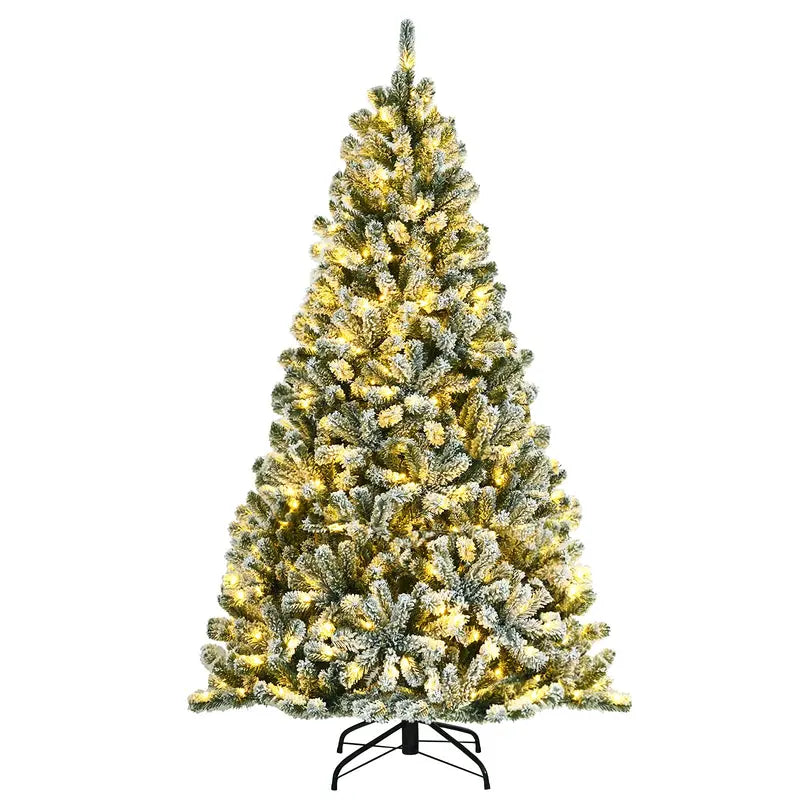 Snow-Flocked Artificial Christmas Tree – Realistic Hinged Fir Design with Natural Branch Texture