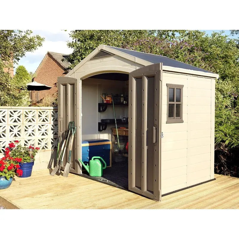 Factor 8 ft. x 6 ft. Space-Saving Plastic Storage Shed