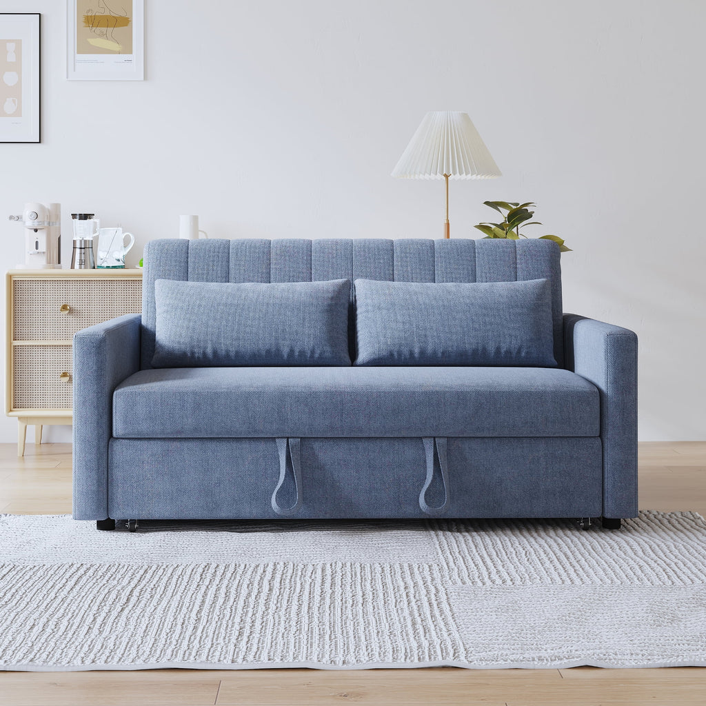 Noodeniya 54" Twins Pull Out Sofa Bed, Modern Convertible Sleeper Couch, Fabric Loveseat for Small Place, Light Gray