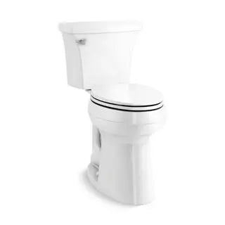 KOHLER Highline Arc Extra-Tall 2-Piece Elongated Toilet – 1.28 GPF Single Flush, White Finish with Seat (Model 78305-0)