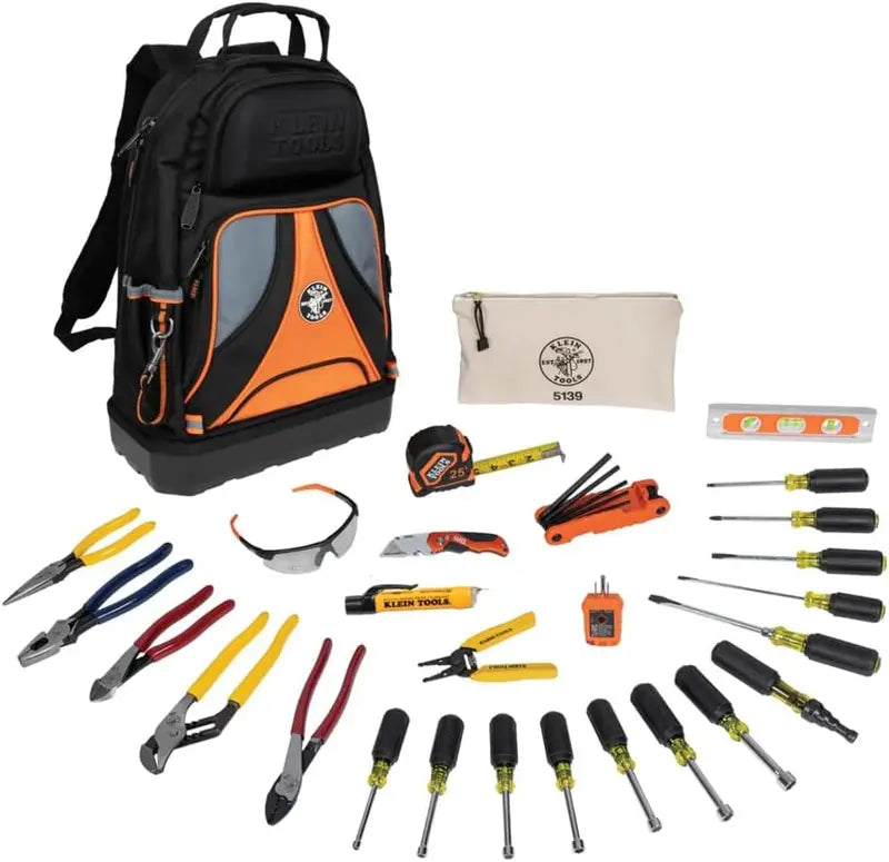 Klein Tools 28-Piece Professional Hand Tool Kit with Durable Backpack Carry Case