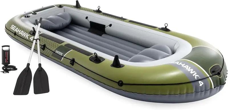 Intex Seahawk Inflatable Boat – Equipped with Oars, High-Output Pump & Rod Holders