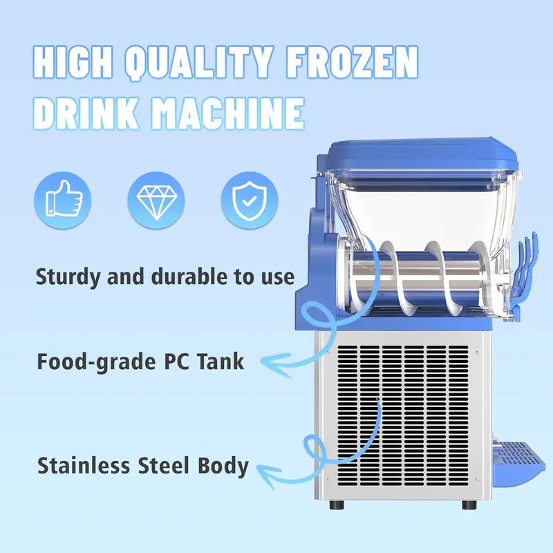 Commercial-Grade Slush Machine – 30L Dual Tanks, 1000W, 304 Stainless Steel, Ideal for Bars & Cafés