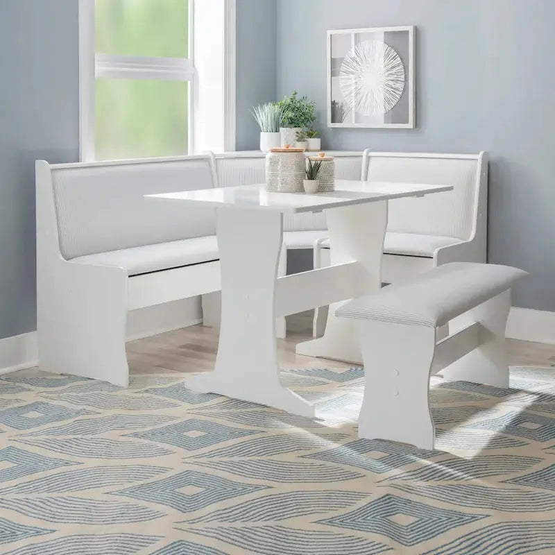 Sedley Farmhouse Nook Dining Set – Compact Breakfast Nook with Built-In Storage