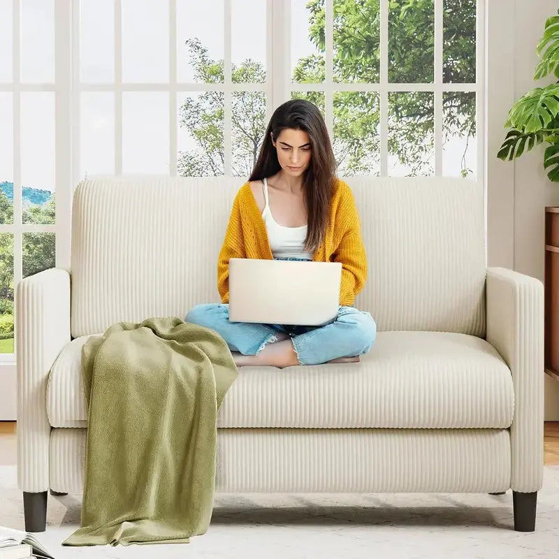 Loveseat Sofa – 51-Inch Corduroy Love Seat with Effortless Tool-Free Assembly & Plush Comfort