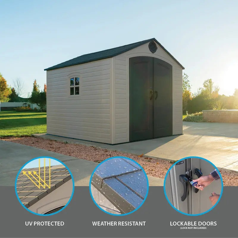 Lifetime Outdoor Storage Shed – 8 ft. x 10 ft. Weather-Resistant Resin Build