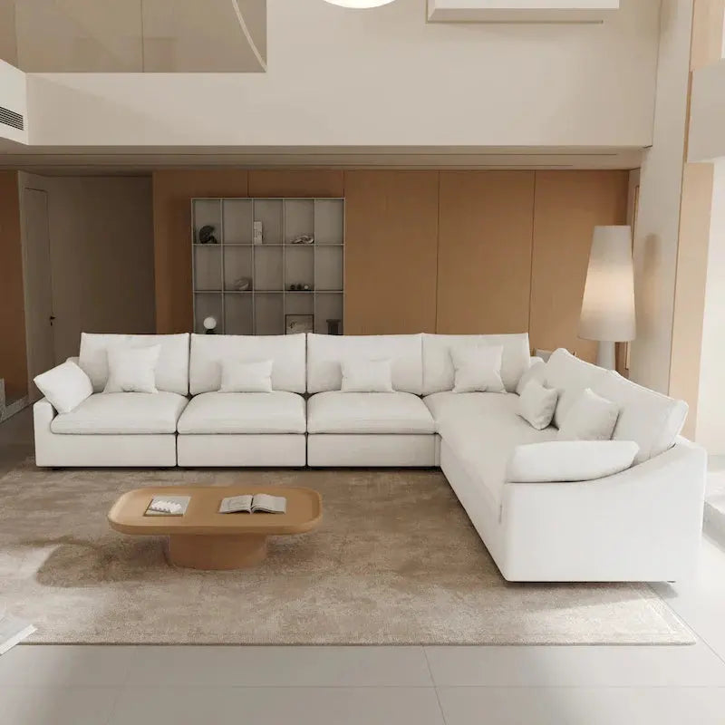 Large Linen Corner Sectional Sofa – Modular Living Room Couch Set